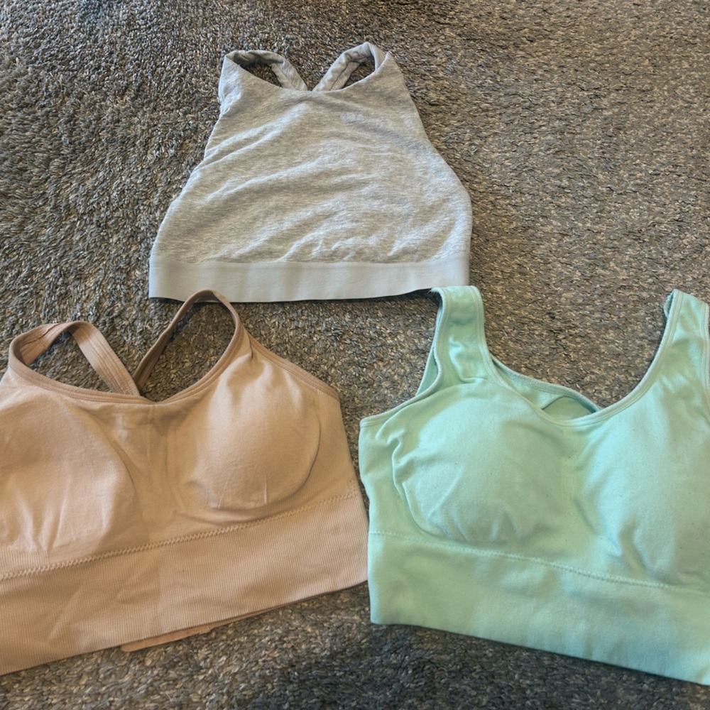 Set of Three Sports Bras in Neutral Tones